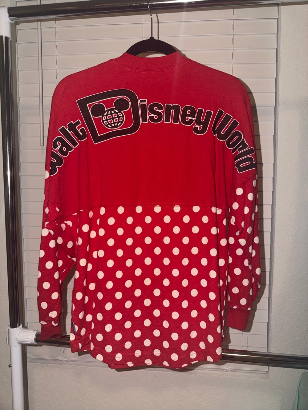 Disney Red Polka Dot Mini Mouse Long Sleeve Top with Bow Patch - Picture 2 of 4